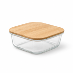 Стъклена квадратна кутия с бамбуков капак